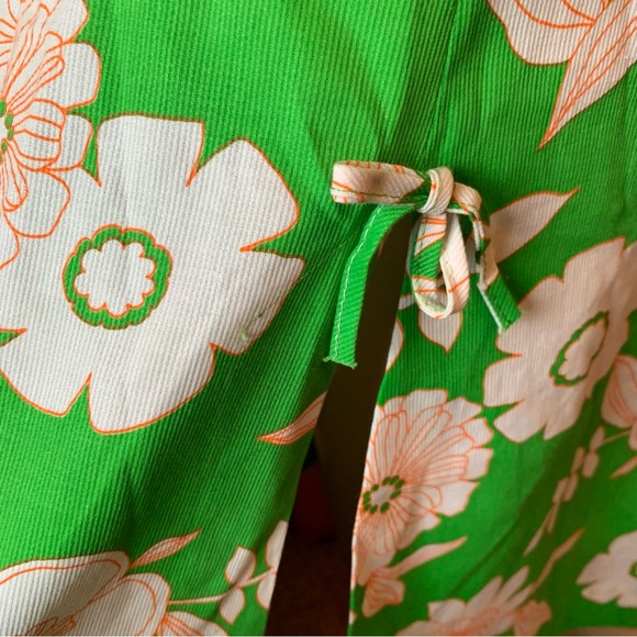Vintage 60s Dash About Mod Scooter Dress Size M Floral Lime Green Bows - Picture 7 of 15